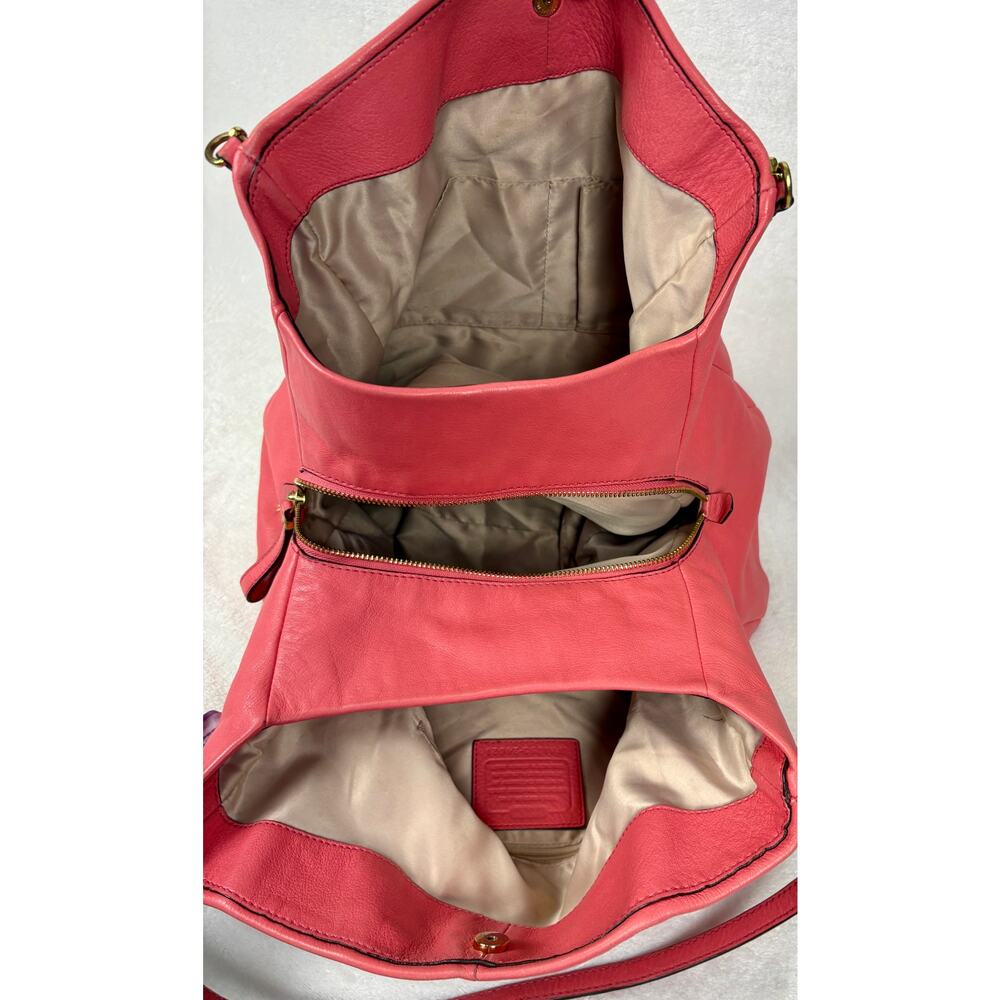 Coach Madison Phoebe Shoulder Bag in Pink/Dahlia Pebble Leather with Scarf - Picture 11 of 16